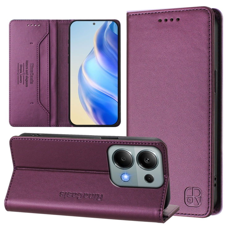 RC01 Dual-Folded Magnetic Suction RFID Leather Phone Case, For Redmi 13 5G / 4G Global, For Redmi A3 / Xiaomi Poco C61 4G Global, For Redmi Note 13 Pro 4G Global, For Redmi Note 13 4G Global, For Redmi 13C 5G / 4G Global, For Redmi Note 13 5G Global