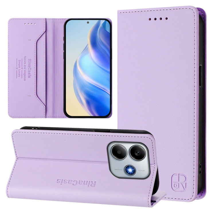 RC01 Dual-Folded Magnetic Suction RFID Leather Phone Case, For Redmi K80 / K80 Pro, For Redmi Note 14 Pro 4G, For Redmi Note 14 4G 163.25mm, For Redmi Note 14 5G, For Redmi 14C 4G / 14R 5G Global, For Redmi K70 Ultra 5G Global