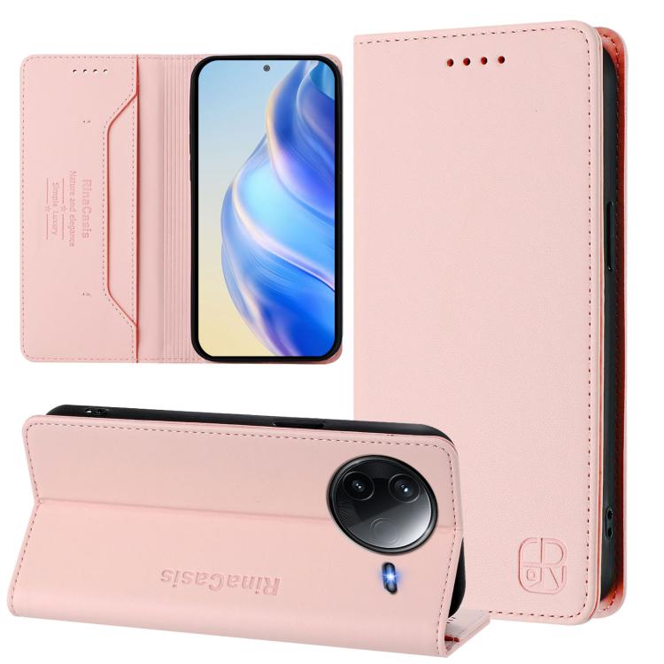 RC01 Dual-Folded Magnetic Suction RFID Leather Phone Case, For Redmi K80 / K80 Pro, For Redmi Note 14 Pro 4G, For Redmi Note 14 4G 163.25mm, For Redmi Note 14 5G, For Redmi 14C 4G / 14R 5G Global, For Redmi K70 Ultra 5G Global