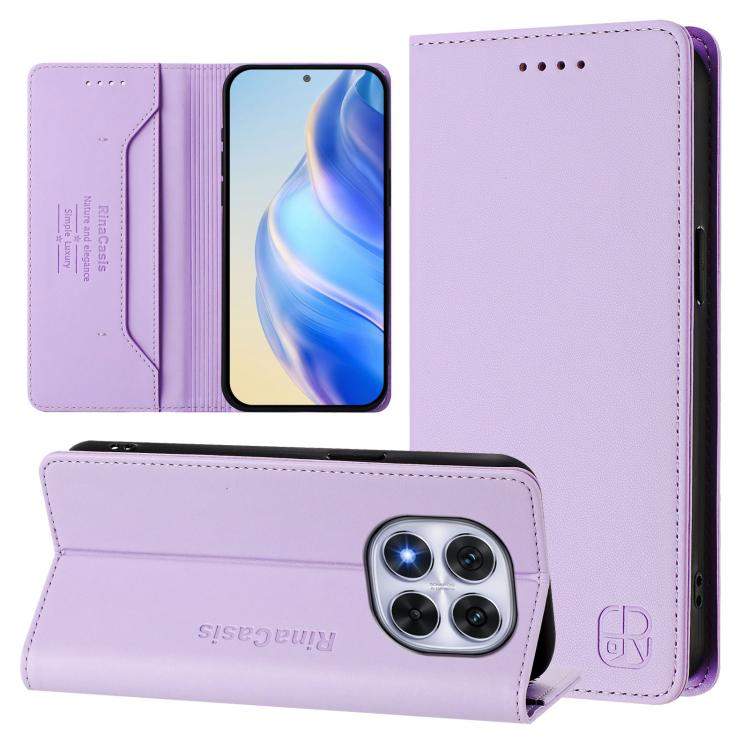 RC01 Dual-Folded Magnetic Suction RFID Leather Phone Case, For Redmi K80 / K80 Pro, For Redmi Note 14 Pro 4G, For Redmi Note 14 4G 163.25mm, For Redmi Note 14 5G, For Redmi 14C 4G / 14R 5G Global, For Redmi K70 Ultra 5G Global