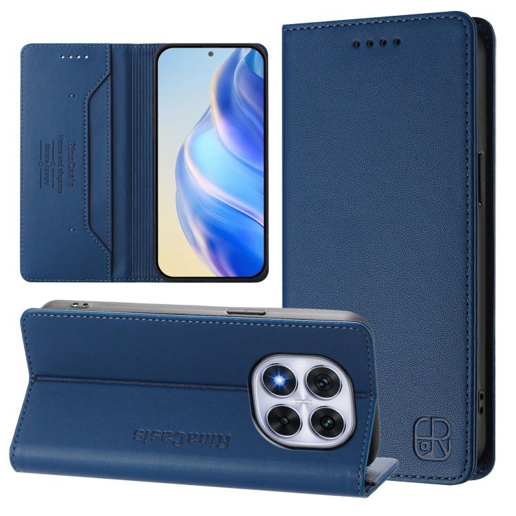 RC01 Dual-Folded Magnetic Suction RFID Leather Phone Case, For Redmi K80 / K80 Pro, For Redmi Note 14 Pro 4G, For Redmi Note 14 4G 163.25mm, For Redmi Note 14 5G, For Redmi 14C 4G / 14R 5G Global, For Redmi K70 Ultra 5G Global