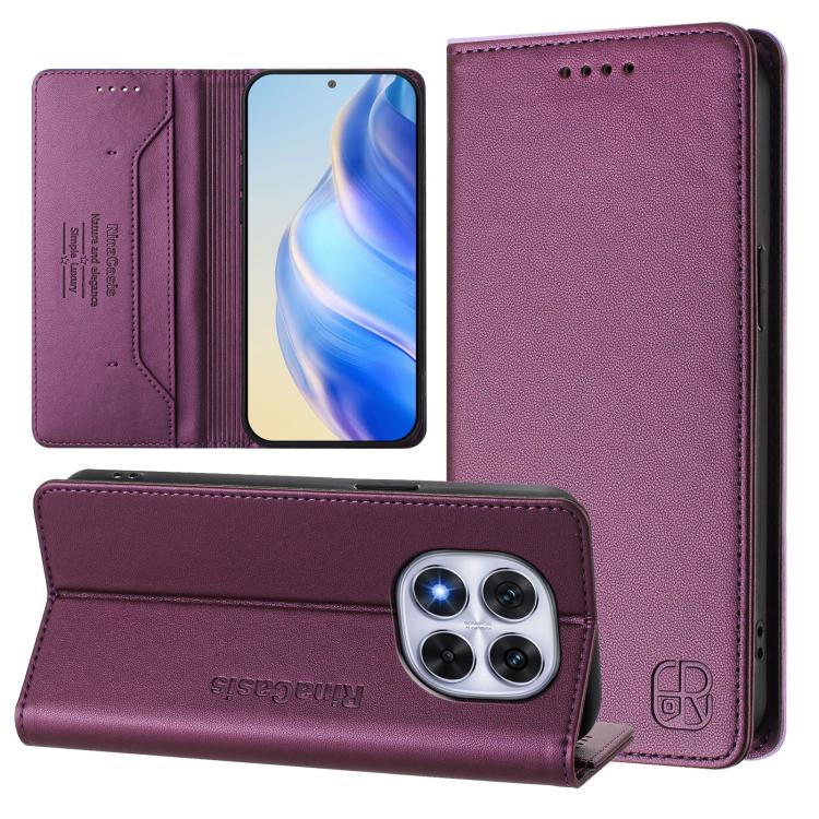 RC01 Dual-Folded Magnetic Suction RFID Leather Phone Case, For Redmi K80 / K80 Pro, For Redmi Note 14 Pro 4G, For Redmi Note 14 4G 163.25mm, For Redmi Note 14 5G, For Redmi 14C 4G / 14R 5G Global, For Redmi K70 Ultra 5G Global