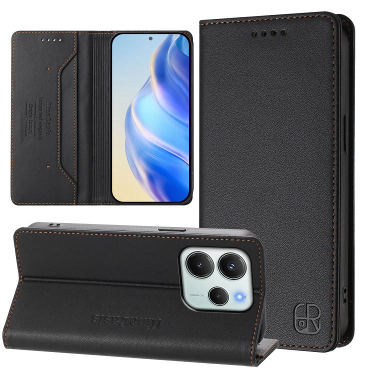 RC01 Dual-Folded Magnetic Suction RFID Leather Phone Case, For Redmi Note 15 Pro+ 5G Global 163.3mm, For Redmi Note 15 4G / 5G Global 164mm, For Redmi Note 15 Pro 5G Global 163.6mm, For Redmi 15 5G Global / 15 4G SEA 169.5mm, For Redmi 15 5G / 4G EU 17...