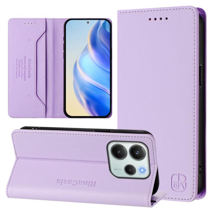 RC01 Dual-Folded Magnetic Suction RFID Leather Phone Case, For Redmi Note 15 Pro+ 5G Global 163.3mm, For Redmi Note 15 4G / 5G Global 164mm, For Redmi Note 15 Pro 5G Global 163.6mm, For Redmi 15 5G Global / 15 4G SEA 169.5mm, For Redmi 15 5G / 4G EU 17...