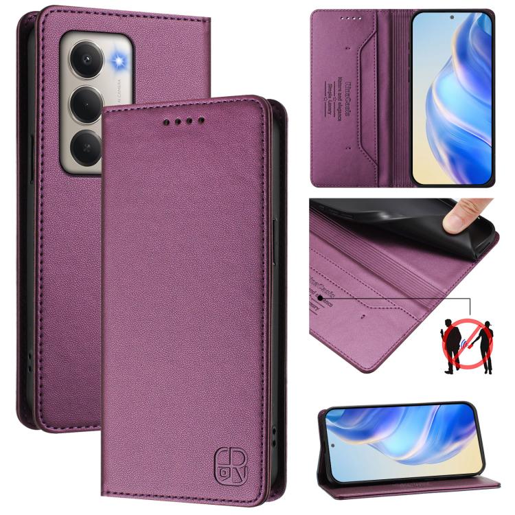 RC01 Dual-Folded Magnetic Suction RFID Leather Phone Case, For Redmi Note 15 Pro+ 5G Global 163.3mm, For Redmi Note 15 4G / 5G Global 164mm, For Redmi Note 15 Pro 5G Global 163.6mm, For Redmi 15 5G Global / 15 4G SEA 169.5mm, For Redmi 15 5G / 4G EU 17...