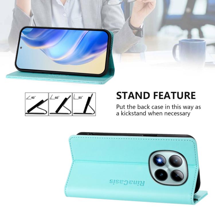RC01 Dual-Folded Magnetic Suction RFID Leather Phone Case, For Redmi Note 15 Pro+ 5G Global 163.3mm, For Redmi Note 15 4G / 5G Global 164mm, For Redmi Note 15 Pro 5G Global 163.6mm, For Redmi 15 5G Global / 15 4G SEA 169.5mm, For Redmi 15 5G / 4G EU 17...