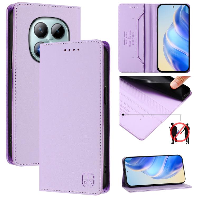 RC01 Dual-Folded Magnetic Suction RFID Leather Phone Case, For Redmi Note 15 Pro+ 5G Global 163.3mm, For Redmi Note 15 4G / 5G Global 164mm, For Redmi Note 15 Pro 5G Global 163.6mm, For Redmi 15 5G Global / 15 4G SEA 169.5mm, For Redmi 15 5G / 4G EU 17...