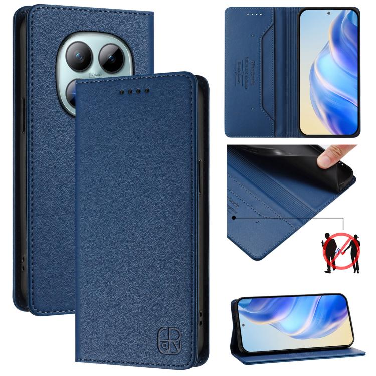 RC01 Dual-Folded Magnetic Suction RFID Leather Phone Case, For Redmi Note 15 Pro+ 5G Global 163.3mm, For Redmi Note 15 4G / 5G Global 164mm, For Redmi Note 15 Pro 5G Global 163.6mm, For Redmi 15 5G Global / 15 4G SEA 169.5mm, For Redmi 15 5G / 4G EU 17...