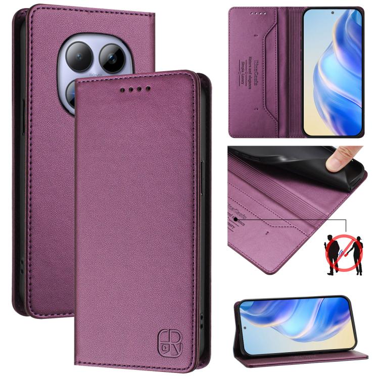 RC01 Dual-Folded Magnetic Suction RFID Leather Phone Case, For Redmi Note 15 Pro+ 5G Global 163.3mm, For Redmi Note 15 4G / 5G Global 164mm, For Redmi Note 15 Pro 5G Global 163.6mm, For Redmi 15 5G Global / 15 4G SEA 169.5mm, For Redmi 15 5G / 4G EU 17...