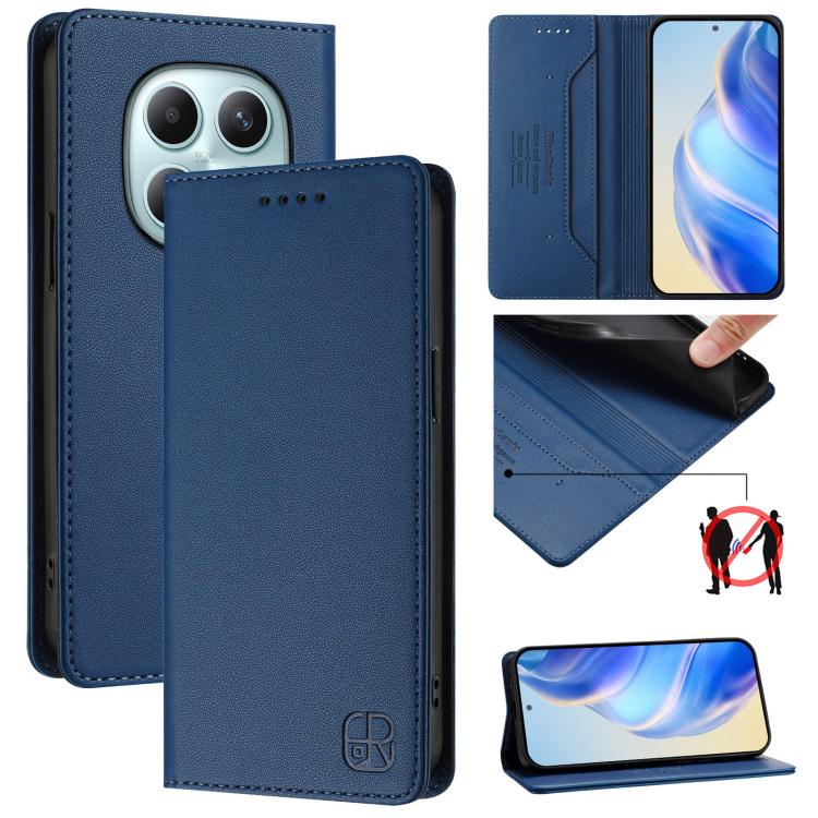 RC01 Dual-Folded Magnetic Suction RFID Leather Phone Case, For Redmi Note 15 Pro+ 5G Global 163.3mm, For Redmi Note 15 4G / 5G Global 164mm, For Redmi Note 15 Pro 5G Global 163.6mm, For Redmi 15 5G Global / 15 4G SEA 169.5mm, For Redmi 15 5G / 4G EU 17...