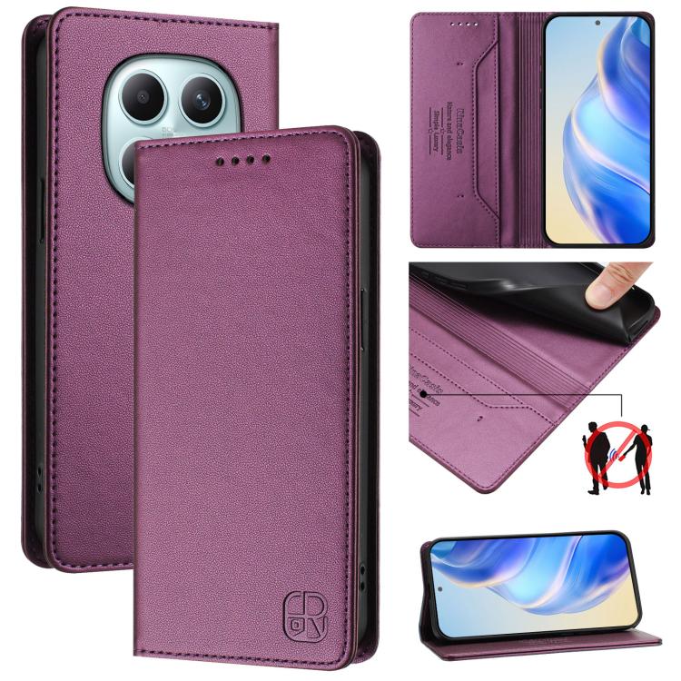 RC01 Dual-Folded Magnetic Suction RFID Leather Phone Case, For Redmi Note 15 Pro+ 5G Global 163.3mm, For Redmi Note 15 4G / 5G Global 164mm, For Redmi Note 15 Pro 5G Global 163.6mm, For Redmi 15 5G Global / 15 4G SEA 169.5mm, For Redmi 15 5G / 4G EU 17...