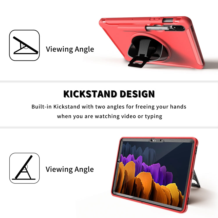 360 Degree Rotation PC+TPU Protective Cover with Holder & Hand Strap, For Samsung Galaxy Tab S8 / Galaxy Tab S7 (2020) T870