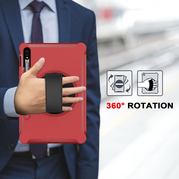 360 Degree Rotation PC+TPU Protective Cover with Holder & Hand Strap, For Samsung Galaxy Tab S8 / Galaxy Tab S7 (2020) T870