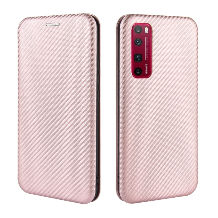 Carbon Fiber Texture Magnetic Horizontal Flip TPU + PC + PU Leather Case with Card Slot, For Huawei nova 7 Pro 5G, For Huawei nova 7 5G, For Huawei P Smart Z / Y9 Prime (2019), For Huawei P30 Lite / nova 4e, For Huawei P30 Pro, For Huawei P40 Pro+     ...