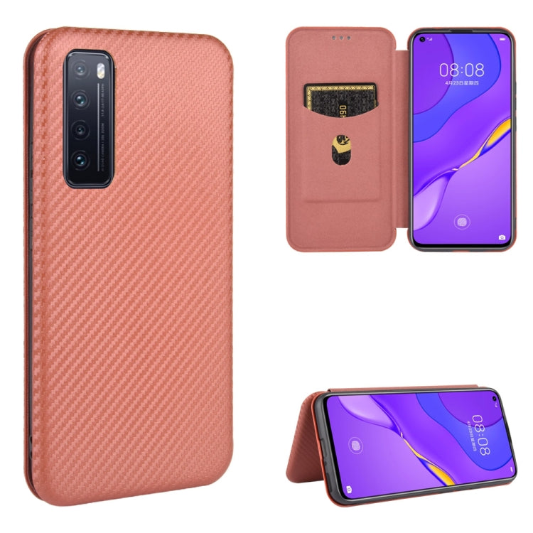 Carbon Fiber Texture Magnetic Horizontal Flip TPU + PC + PU Leather Case with Card Slot, For Huawei nova 7 Pro 5G, For Huawei nova 7 5G, For Huawei P Smart Z / Y9 Prime (2019), For Huawei P30 Lite / nova 4e, For Huawei P30 Pro, For Huawei P40 Pro+     ...