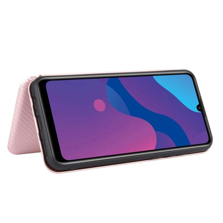 Carbon Fiber Texture Magnetic Horizontal Flip TPU + PC + PU Leather Case with Card Slot, For Huawei Honor Play 9A