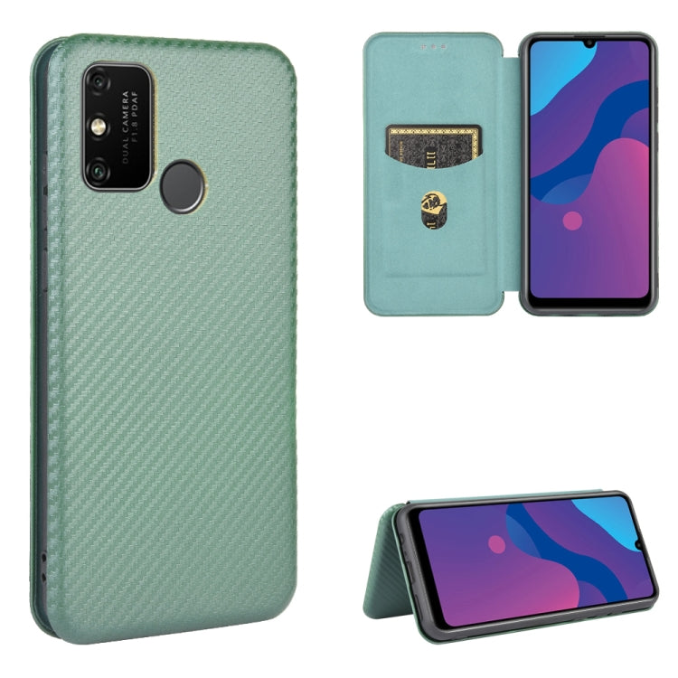 Carbon Fiber Texture Magnetic Horizontal Flip TPU + PC + PU Leather Case with Card Slot, For Huawei Honor Play 9A