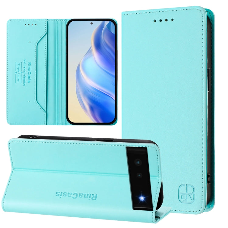 RC01 Dual-Folded Magnetic Suction RFID Leather Phone Case, For Google Pixel 7, For Google Pixel 6a, For Google Pixel 6 Pro, For Google Pixel 6, For Google Pixel 5a