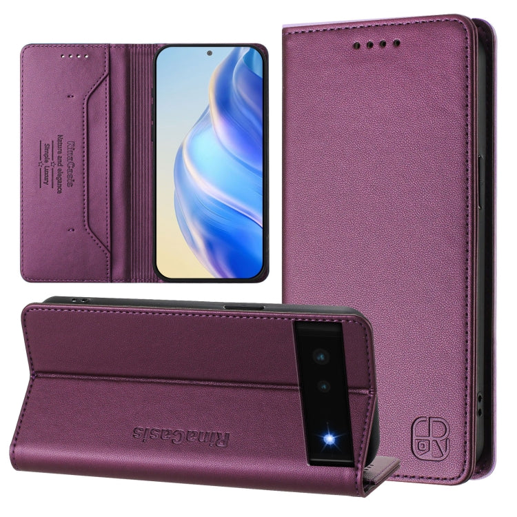 RC01 Dual-Folded Magnetic Suction RFID Leather Phone Case, For Google Pixel 7, For Google Pixel 6a, For Google Pixel 6 Pro, For Google Pixel 6, For Google Pixel 5a
