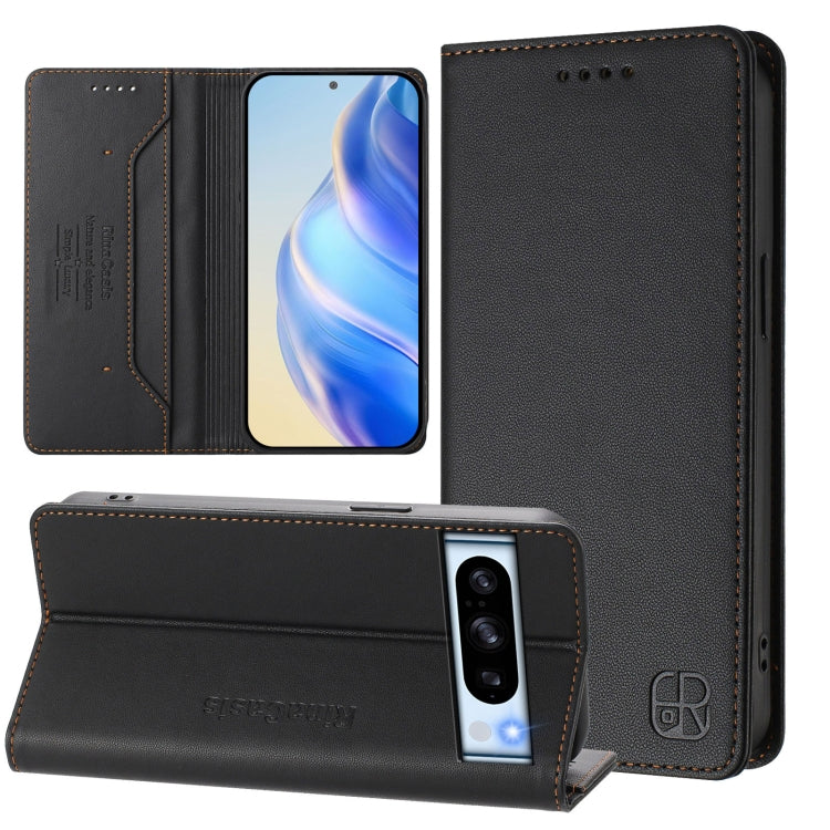 RC01 Dual-Folded Magnetic Suction RFID Leather Phone Case, For Google Pixel 9 / 9 Pro, For Google Pixel 8a, For Google Pixel 8 Pro, For Google Pixel 8, For Google Pixel 7a, For Google Pixel 7 Pro