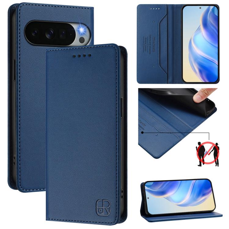 RC01 Dual-Folded Magnetic Suction RFID Leather Phone Case, For Google Pixel 11 Pro XL, For Google Pixel 11 / 11 Pro, For Google Pixel 10 Pro XL, For Google Pixel 10 / 10 Pro 5G Global, For Google Pixel 9a, For Google Pixel 9 Pro XL