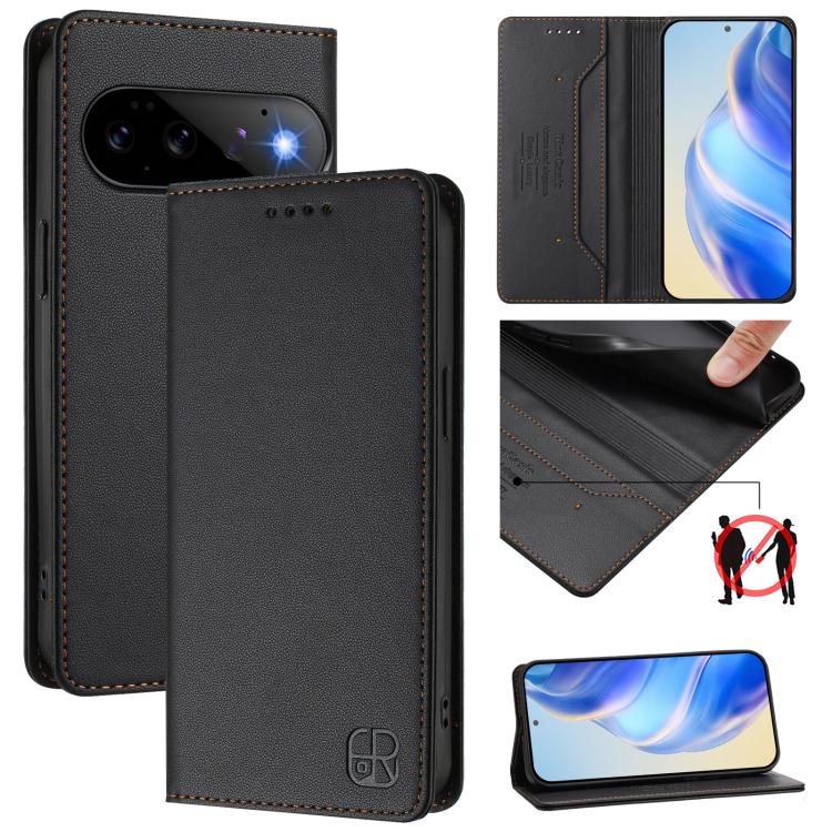 RC01 Dual-Folded Magnetic Suction RFID Leather Phone Case, For Google Pixel 11 Pro XL, For Google Pixel 11 / 11 Pro, For Google Pixel 10 Pro XL, For Google Pixel 10 / 10 Pro 5G Global, For Google Pixel 9a, For Google Pixel 9 Pro XL