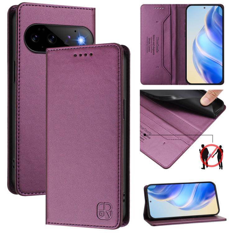 RC01 Dual-Folded Magnetic Suction RFID Leather Phone Case, For Google Pixel 11 Pro XL, For Google Pixel 11 / 11 Pro, For Google Pixel 10 Pro XL, For Google Pixel 10 / 10 Pro 5G Global, For Google Pixel 9a, For Google Pixel 9 Pro XL