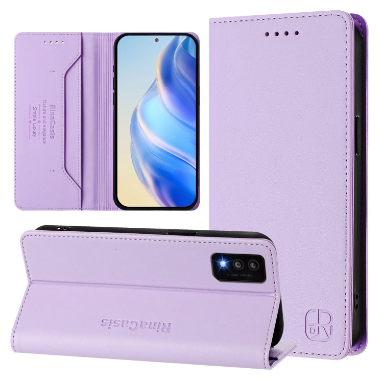 RC01 Dual-Folded Magnetic Suction RFID Leather Phone Case, For TCL 30T / T603DL, For TCL 30Z / T602DL, For TCL 30 4G / 30 5G / 30+, For TCL 30 SE, For TCL 30 XE 5G, For TCL 20 R 5G
