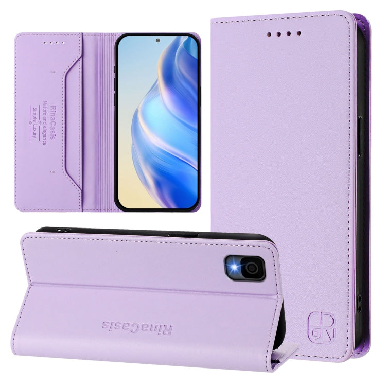 RC01 Dual-Folded Magnetic Suction RFID Leather Phone Case, For TCL 30T / T603DL, For TCL 30Z / T602DL, For TCL 30 4G / 30 5G / 30+, For TCL 30 SE, For TCL 30 XE 5G, For TCL 20 R 5G