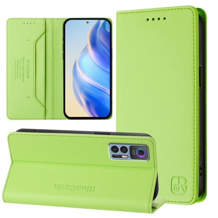 RC01 Dual-Folded Magnetic Suction RFID Leather Phone Case, For TCL 30T / T603DL, For TCL 30Z / T602DL, For TCL 30 4G / 30 5G / 30+, For TCL 30 SE, For TCL 30 XE 5G, For TCL 20 R 5G