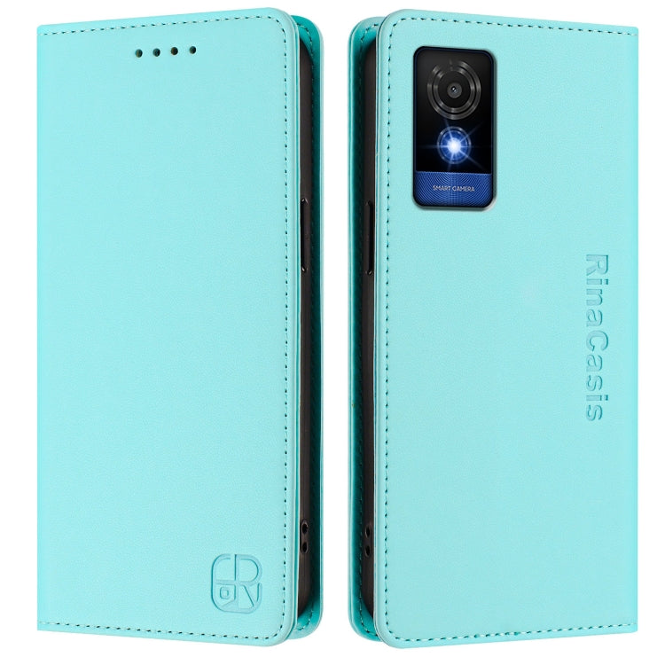 RC01 Dual-Folded Magnetic Suction RFID Leather Phone Case, For TCL 501, For TCL 505, For TCL 502, For TCL 405 / 406 / 408, For TCL 40 XL / 40T / T608DL, For TCL 40 SE