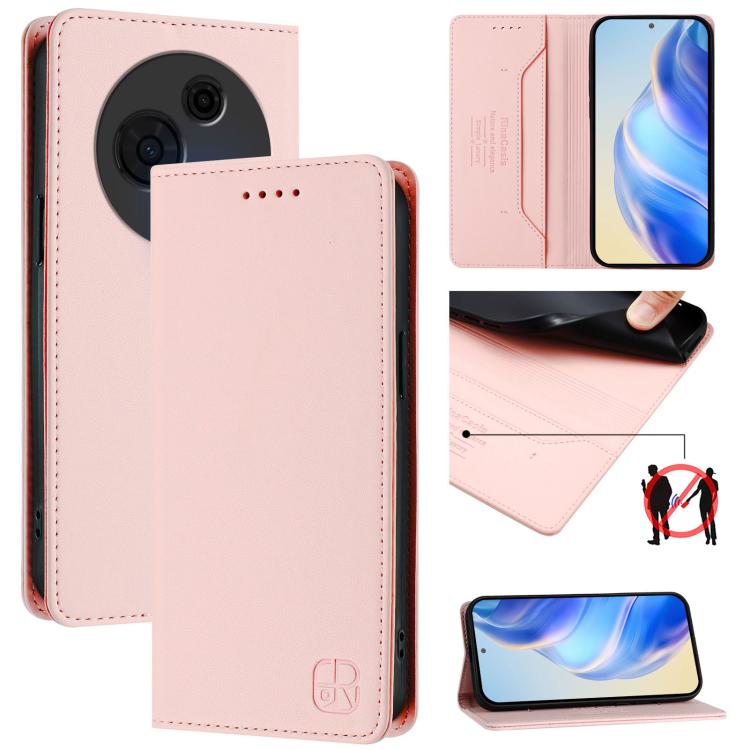 RC01 Dual-Folded Magnetic Suction RFID Leather Phone Case, For TCL K70 Power 4G / K70 4G, For TCL NxtPaper 70 Pro 5G, For TCL K33 5G / K32 5G, For TCL 60 NxtPaper, For TCL 605 / 60 SE, For TCL 50 5G / XE Nxtpaper 5G / XE 5G