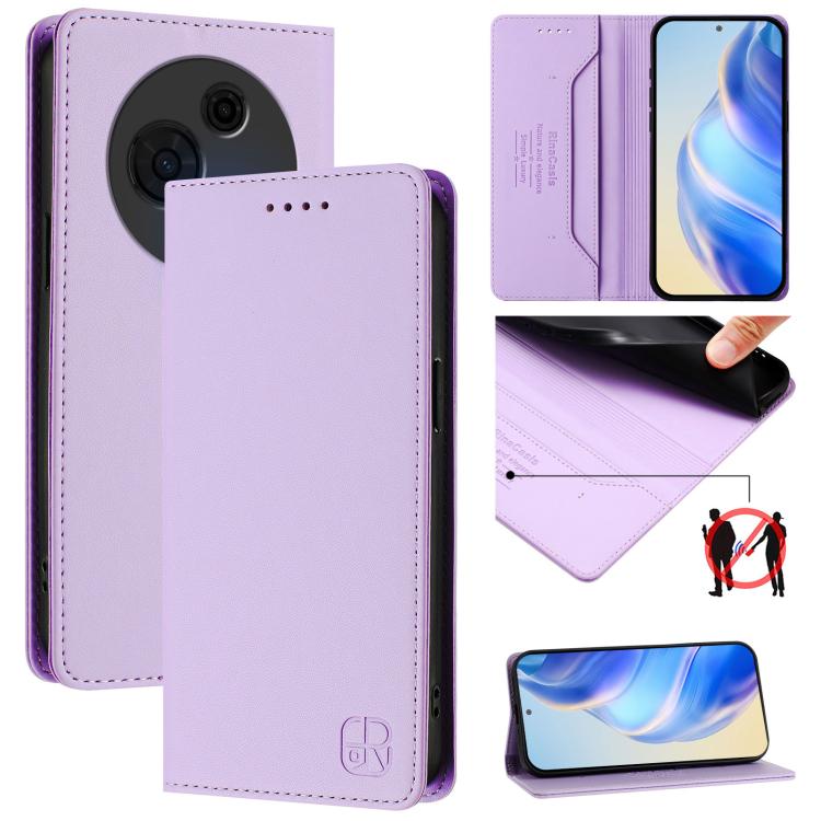 RC01 Dual-Folded Magnetic Suction RFID Leather Phone Case, For TCL K70 Power 4G / K70 4G, For TCL NxtPaper 70 Pro 5G, For TCL K33 5G / K32 5G, For TCL 60 NxtPaper, For TCL 605 / 60 SE, For TCL 50 5G / XE Nxtpaper 5G / XE 5G