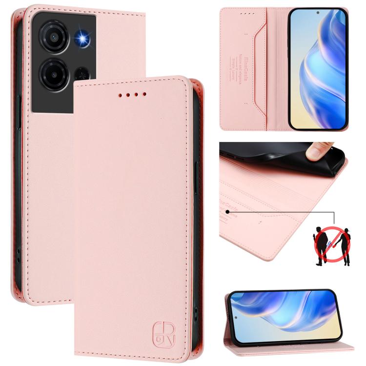 RC01 Dual-Folded Magnetic Suction RFID Leather Phone Case, For TCL K70 Power 4G / K70 4G, For TCL NxtPaper 70 Pro 5G, For TCL K33 5G / K32 5G, For TCL 60 NxtPaper, For TCL 605 / 60 SE, For TCL 50 5G / XE Nxtpaper 5G / XE 5G