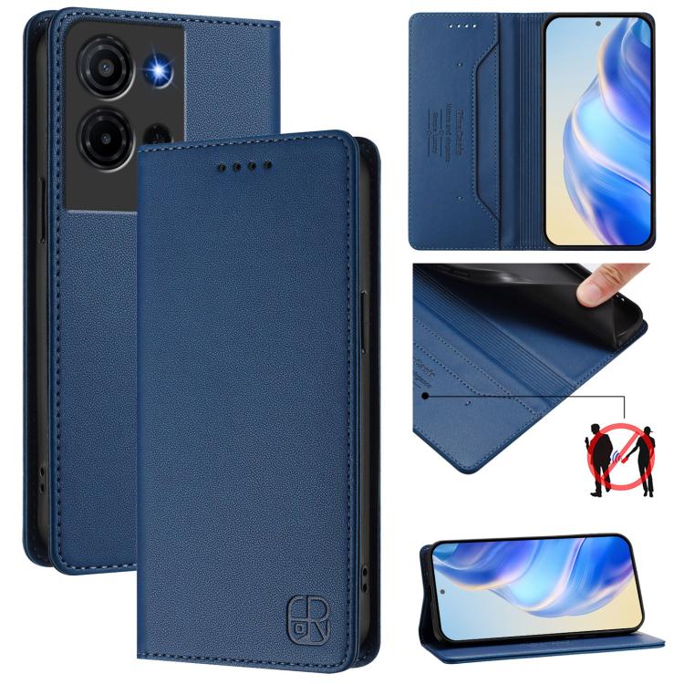 RC01 Dual-Folded Magnetic Suction RFID Leather Phone Case, For TCL K70 Power 4G / K70 4G, For TCL NxtPaper 70 Pro 5G, For TCL K33 5G / K32 5G, For TCL 60 NxtPaper, For TCL 605 / 60 SE, For TCL 50 5G / XE Nxtpaper 5G / XE 5G