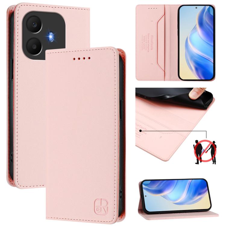 RC01 Dual-Folded Magnetic Suction RFID Leather Phone Case, For TCL K70 Power 4G / K70 4G, For TCL NxtPaper 70 Pro 5G, For TCL K33 5G / K32 5G, For TCL 60 NxtPaper, For TCL 605 / 60 SE, For TCL 50 5G / XE Nxtpaper 5G / XE 5G