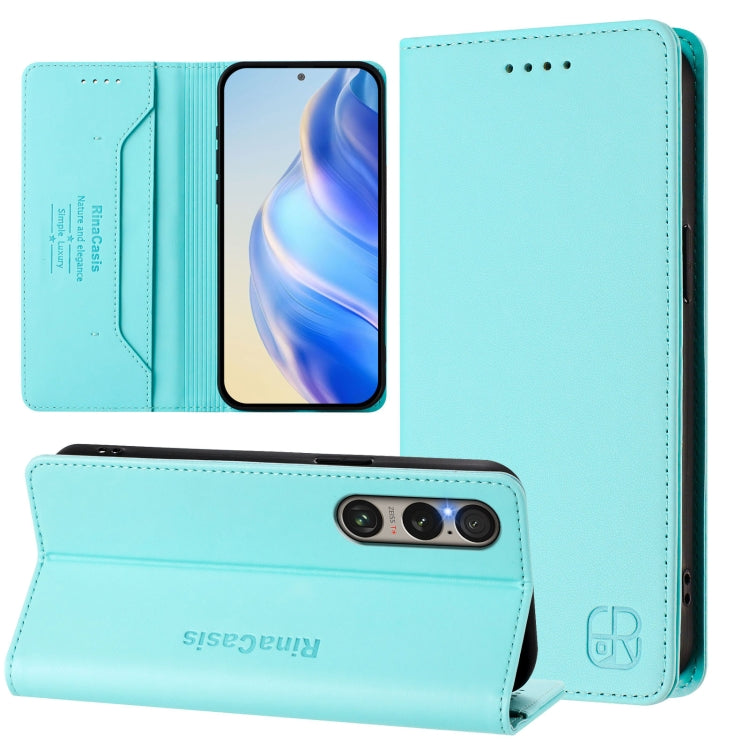RC01 Dual-Folded Magnetic Suction RFID Leather Phone Case, For Sony Xperia 1 VIII, For Sony Xperia 10 VI 2024, For Sony Xperia 1 VI 2024, For Sony Xperia 5 VI 2024, For Sony Xperia 5 V, For Sony Xperia 1 V 2023