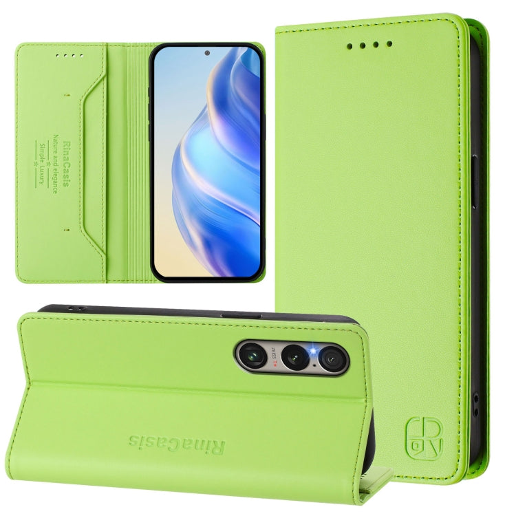 RC01 Dual-Folded Magnetic Suction RFID Leather Phone Case, For Sony Xperia 1 VIII, For Sony Xperia 10 VI 2024, For Sony Xperia 1 VI 2024, For Sony Xperia 5 VI 2024, For Sony Xperia 5 V, For Sony Xperia 1 V 2023
