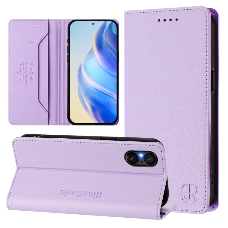 RC01 Dual-Folded Magnetic Suction RFID Leather Phone Case, For Sony Xperia 1 VIII, For Sony Xperia 10 VI 2024, For Sony Xperia 1 VI 2024, For Sony Xperia 5 VI 2024, For Sony Xperia 5 V, For Sony Xperia 1 V 2023