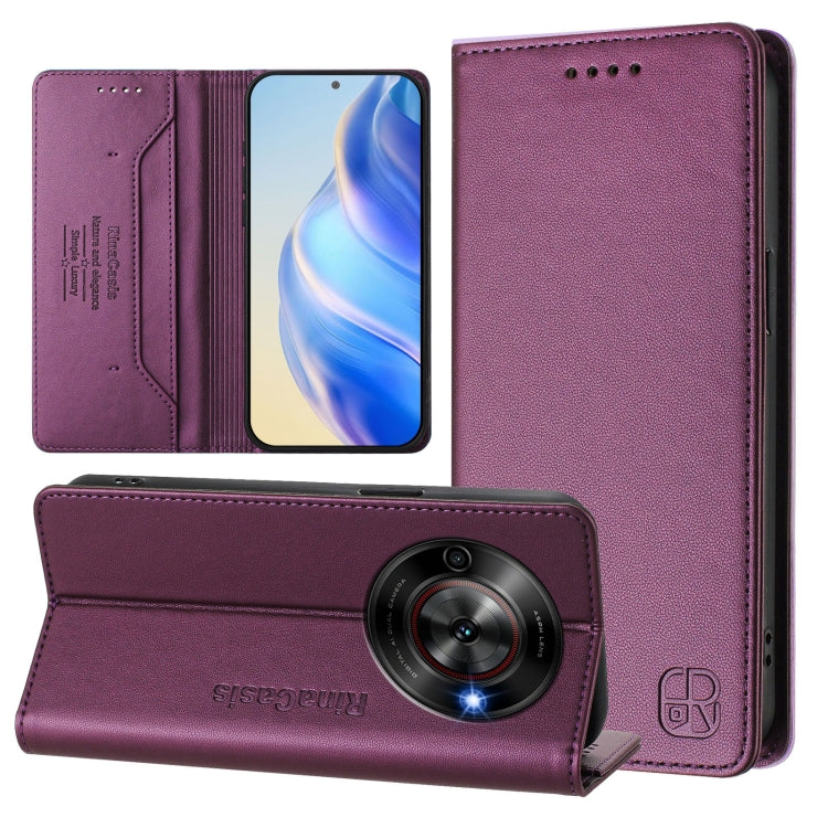 RC01 Dual-Folded Magnetic Suction RFID Leather Phone Case, For ZTE Blade A75 5G / Nubia Focus 5G, For ZTE Blade A75 4G, For ZTE Blade A35 / A55, For ZTE Blade V60 4G / Axon 60 4G, For ZTE Nubia Z60 Ultra, For ZTE Blade A73 5G