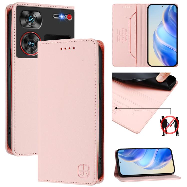 RC01 Dual-Folded Magnetic Suction RFID Leather Phone Case, For ZTE Blade A75 5G / Nubia Focus 5G, For ZTE Blade A75 4G, For ZTE Blade A35 / A55, For ZTE Blade V60 4G / Axon 60 4G, For ZTE Nubia Z60 Ultra, For ZTE Blade A73 5G