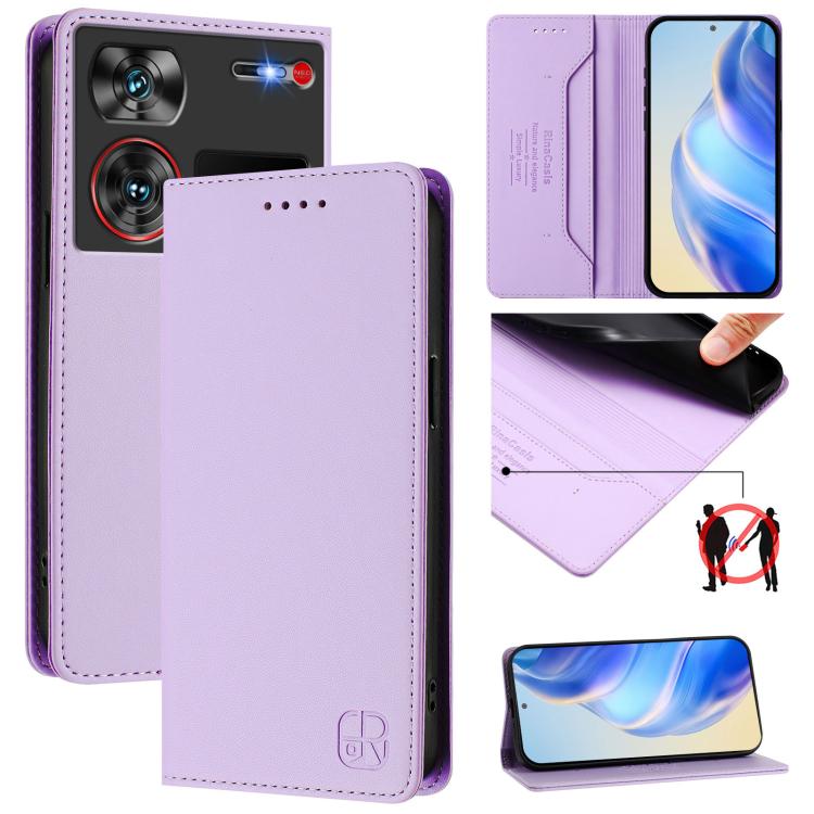 RC01 Dual-Folded Magnetic Suction RFID Leather Phone Case, For ZTE Blade A75 5G / Nubia Focus 5G, For ZTE Blade A75 4G, For ZTE Blade A35 / A55, For ZTE Blade V60 4G / Axon 60 4G, For ZTE Nubia Z60 Ultra, For ZTE Blade A73 5G