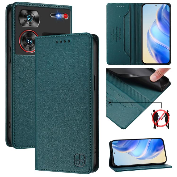 RC01 Dual-Folded Magnetic Suction RFID Leather Phone Case, For ZTE Blade A75 5G / Nubia Focus 5G, For ZTE Blade A75 4G, For ZTE Blade A35 / A55, For ZTE Blade V60 4G / Axon 60 4G, For ZTE Nubia Z60 Ultra, For ZTE Blade A73 5G