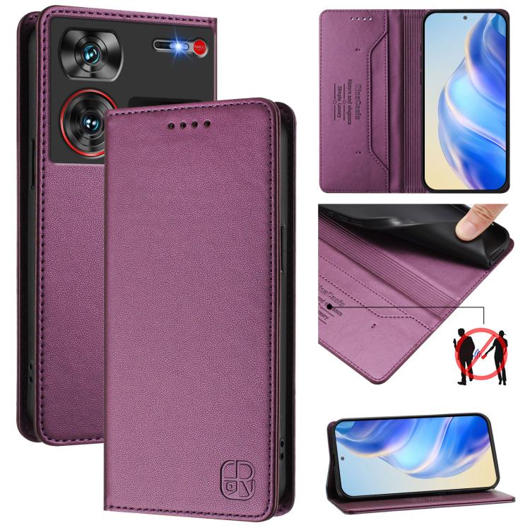RC01 Dual-Folded Magnetic Suction RFID Leather Phone Case, For ZTE Blade A75 5G / Nubia Focus 5G, For ZTE Blade A75 4G, For ZTE Blade A35 / A55, For ZTE Blade V60 4G / Axon 60 4G, For ZTE Nubia Z60 Ultra, For ZTE Blade A73 5G