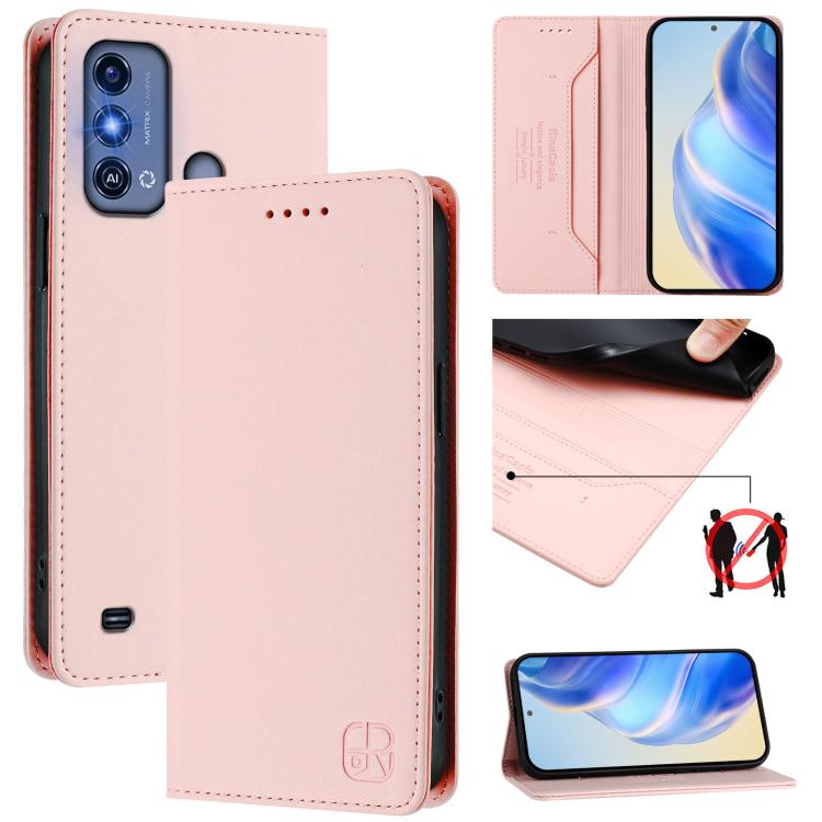 RC01 Dual-Folded Magnetic Suction RFID Leather Phone Case, For ZTE Blade A73 4G, For ZTE Blade V50 Vita, For ZTE Blade A53 / A53+, For ZTE Blade A53 Pro, For ZTE Blade V40s, For ZTE Blade A52