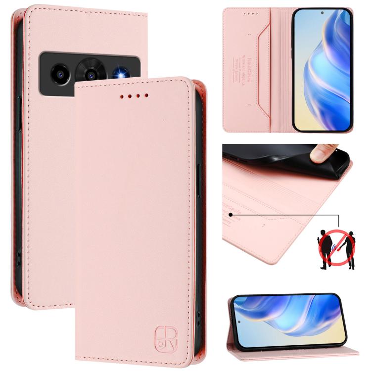 RC01 Dual-Folded Magnetic Suction RFID Leather Phone Case, For ZTE nubia Neo 5 5G, For ZTE nubia Neo 5 GT 5G, For ZTE Nubia P7 Pro / Optus X Value 5G, For ZTE Nubia P9 Pro / Optus X Pro 2 5G, For ZTE nubia RedMagic 11 Air                               ...