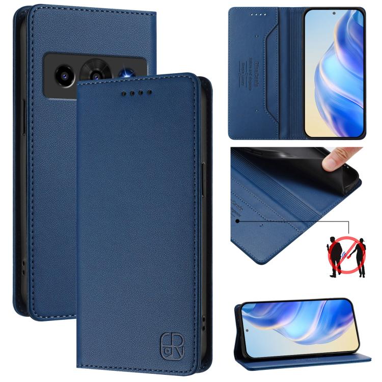 RC01 Dual-Folded Magnetic Suction RFID Leather Phone Case, For ZTE nubia Neo 5 5G, For ZTE nubia Neo 5 GT 5G, For ZTE Nubia P7 Pro / Optus X Value 5G, For ZTE Nubia P9 Pro / Optus X Pro 2 5G, For ZTE nubia RedMagic 11 Air                               ...