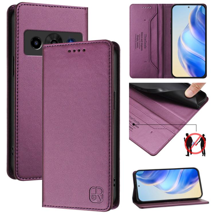 RC01 Dual-Folded Magnetic Suction RFID Leather Phone Case, For ZTE nubia Neo 5 5G, For ZTE nubia Neo 5 GT 5G, For ZTE Nubia P7 Pro / Optus X Value 5G, For ZTE Nubia P9 Pro / Optus X Pro 2 5G, For ZTE nubia RedMagic 11 Air                               ...