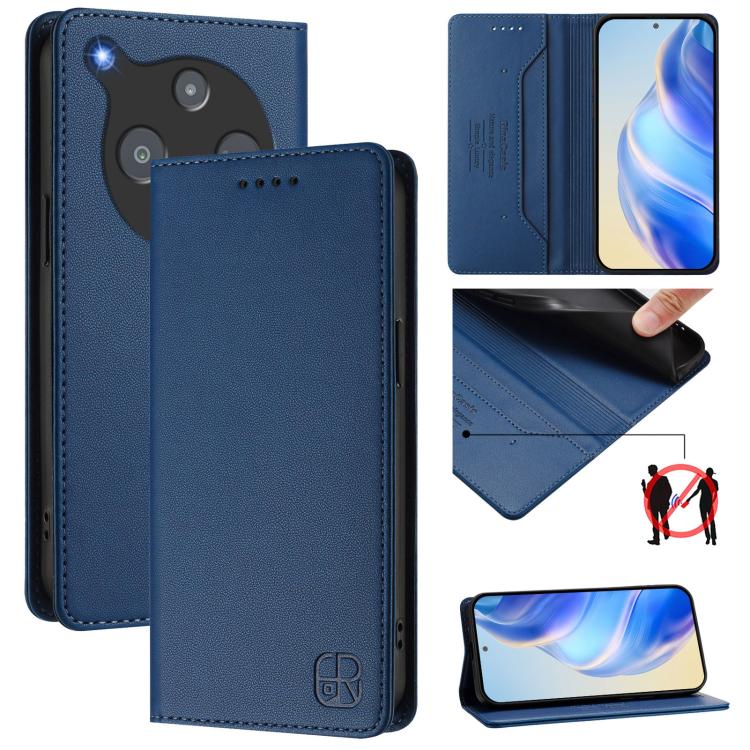 RC01 Dual-Folded Magnetic Suction RFID Leather Phone Case, For ZTE nubia Neo 5 5G, For ZTE nubia Neo 5 GT 5G, For ZTE Nubia P7 Pro / Optus X Value 5G, For ZTE Nubia P9 Pro / Optus X Pro 2 5G, For ZTE nubia RedMagic 11 Air                               ...