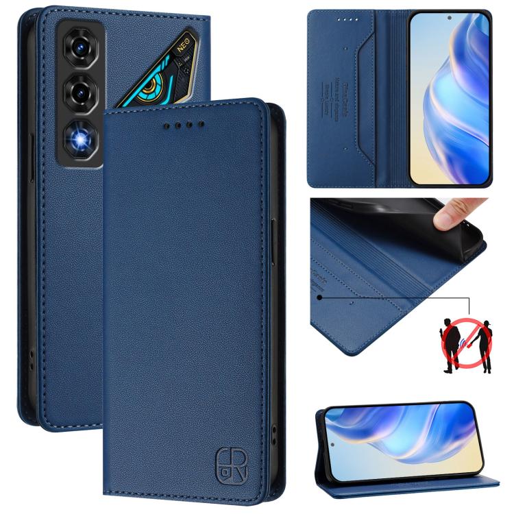 RC01 Dual-Folded Magnetic Suction RFID Leather Phone Case, For ZTE nubia Neo 5 5G, For ZTE nubia Neo 5 GT 5G, For ZTE Nubia P7 Pro / Optus X Value 5G, For ZTE Nubia P9 Pro / Optus X Pro 2 5G, For ZTE nubia RedMagic 11 Air                               ...